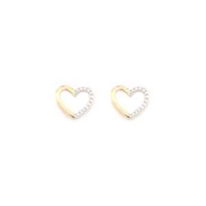 9E217 | 9ct Yellow Gold 0.06ct Diamond Heart Earrings