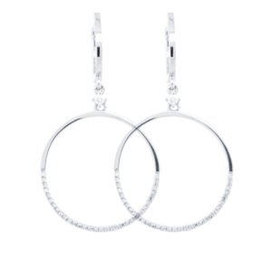 9ct White Gold 0.23ct Diamond Drop Circle Earrings