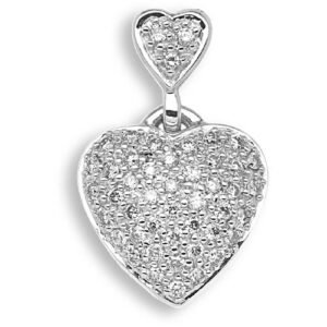 9H027 | 9ct White Gold Natural Diamond Heart Pendant