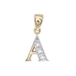 9P050-A | 9ct Yellow Gold Natural Diamond Set Initial Pendant -Initial A