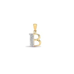 9P050-B | 9ct Yellow Gold Natural Diamond Set Initial Pendant -Initial B