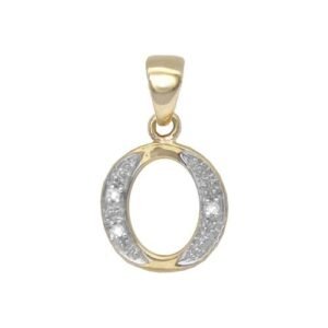9P050-O | 9ct Yellow Gold Natural Diamond Set Initial Pendant -Initial O