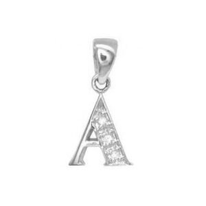 9P052-A | 9ct White Gold Natural Diamond Set Initial Pendant -Initial A