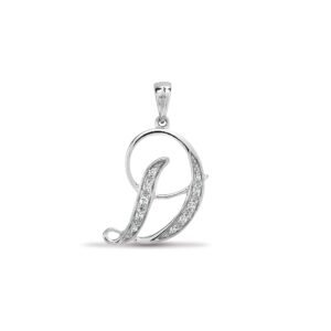 9P060-D | 9ct White Gold Natural Diamond Set Initial Pendant -Initial D