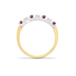 9ct Yellow Gold Natural Diamond 15pts & Ruby 20pts Half Eternity Ring