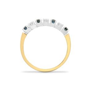 9ct Yellow Gold Natural Diamond 15pts & Sapphire 20pts Half Eternity Ring
