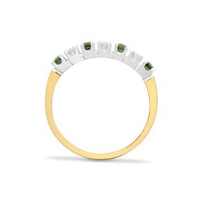 9ct Yellow Gold Natural Diamond 15pts & Emerald 20pts Half ET Ring