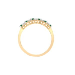 9ct Yellow Gold Natural Diamond 10pts & Emerald 15pts Half Eternity Ring