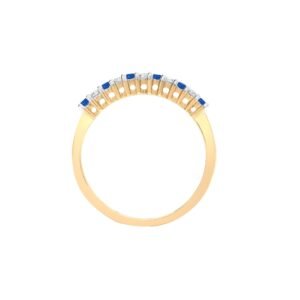 9ct Yellow Gold Natural Diamond 10pts & Sapphire 15pts Half Eternity Ring
