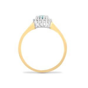 9ct Yellow Gold Natural Diamond 12pts & Blue Topaz 57pts Ring