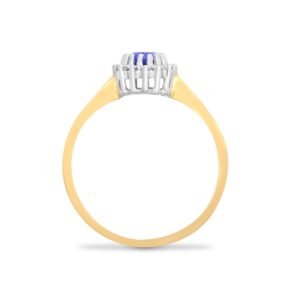9ct Yellow Gold Natural Diamond 12pts & Tanzanite 55pts Ring