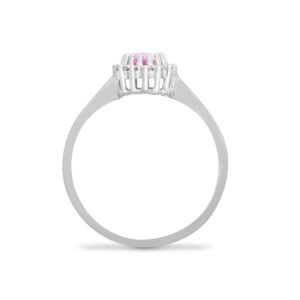 9ct White Gold Natural Diamond 12pts & Pink Sapphire 68pts Ring