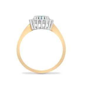 9ct Yellow Gold Natural Diamond 23pts & Blue Topaz 90pts Ring