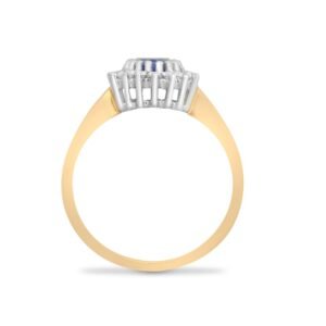 9ct Yellow Gold Natural Diamond 23pts & Sapphire 1.10ct Ring