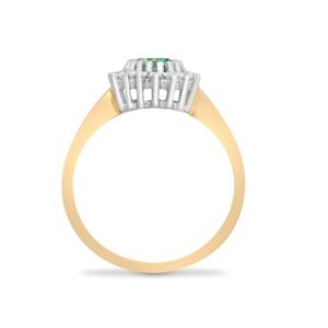 9ct Yellow Gold Natural Diamond 23pts & Emerald 78pts Ring