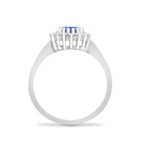 9ct White Gold Natural Diamond 23pts & Sapphire 1.10ct Ring