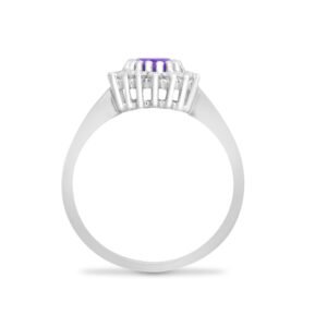 9ct White Gold Natural Diamond 23pts & Amethyst 70pts Ring