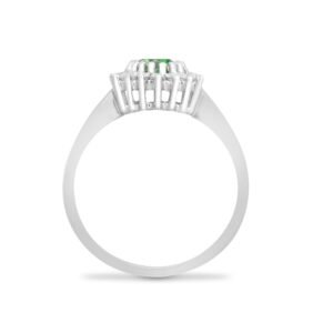 9ct White Gold Natural Diamond 23pts & Emerald 78pts Ring