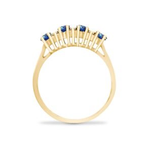 9ct Yellow Gold Natural Diamond 12pts & Sapphire 1.05ct Ring