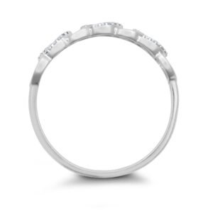 9ct White Gold 0.06cts Natural Diamond Interlinked Circle Ring