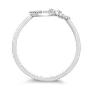 9ct White Gold 0.05cts Natural Diamond Double Heart Ring