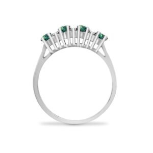 9ct Yellow Gold Natural Diamond 12pts & Emerald 80pts Ring