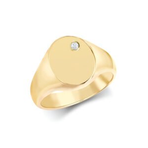 9R657 | 9ct Yellow Gold 0.06cts Diamonds Flush-set Oval Signet Ring
