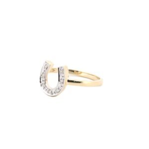 9ct Yellow 0.04ct Natural Diamond Horseshoe Ring
