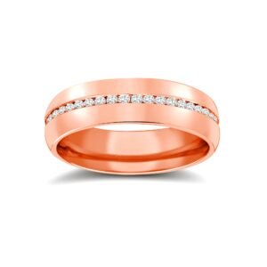 9W063-5(F-Q) | 9ct Rose Gold RBC Court Natural Diamond Wedding Band Fully Set - 5mm - 50pts