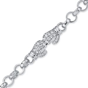 ABB161-6 | 925 Silver CZ Set Double Boxing Glove Belcher Bracelet