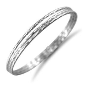 JN Jewellery 925 Silver 3 Strand Diamond Cut Slave Bangle