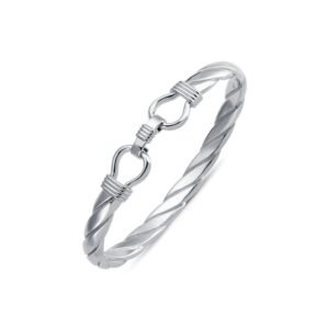 ABG058 | 925 Silver Twisted D Shape Wire Stirrup Bangle