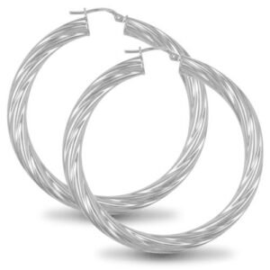 AER003E | 925 Sterling Silver 5mm round-tube twisted creole Hoop Earrings
