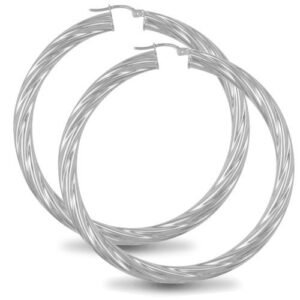 AER003F | 925 Sterling Silver 5mm round-tube twisted creole Hoop Earrings