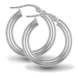 AER006A | 925 Sterling Silver 3mm polished creole Hoop Earrings
