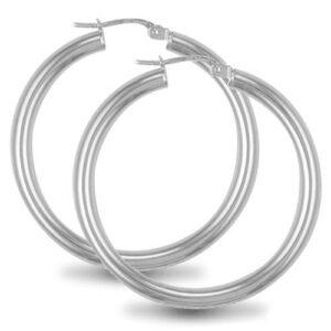 AER006D | JN Jewellery 925 Sterling Silver 3mm polished creole Hoop Earrings