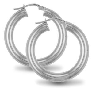AER007B | 925 Sterling Silver 4mm polished creole Hoop Earrings