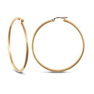 AER008A-GP | JN Jewellery 925 Sterling Silver Gold Plated 2mm polished creole Hoop Earrings