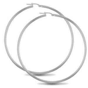 AER008B | JN Jewellery 925 Sterling Silver 2mm polished creole Hoop Earrings