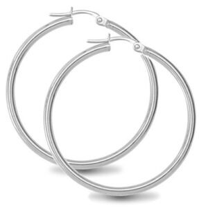 AER009E | 925 Sterling Silver 2mm polished creole Hoop Earrings