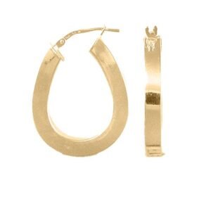 AER017-GP | 925 Silver 14K Gold Plated Oval Square Tube Hoop Earrings