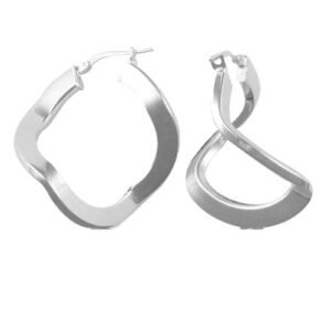 AER019 | ladies 925 Sterling Silver formed creole Hoop Earrings