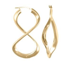 AER031-GP | 925 Silver 14K Gold Plated Polished Figure of Eight Hoop Earrings