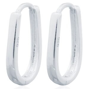 925 Silver Oval Huggie Earrings