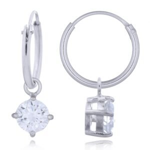925 Silver Hoop Earrings - CZ Set