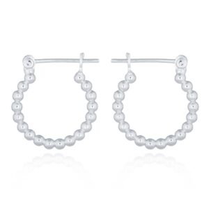 925 Silver Bead Design Hoop Earrings