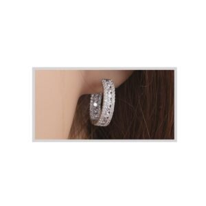 925 Silver CZ Set Hoop Earrings 19mm