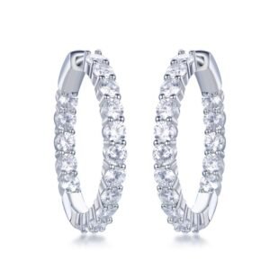 925 Silver CZ Set Hoop Earrings 22mm