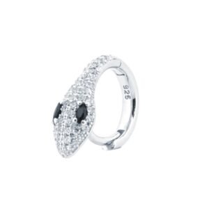 925 Silver Rhodium Plated CZ Set Snake Earrings