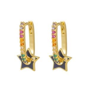 925 Silver 14ct Gold Plated CZ Set Earrings